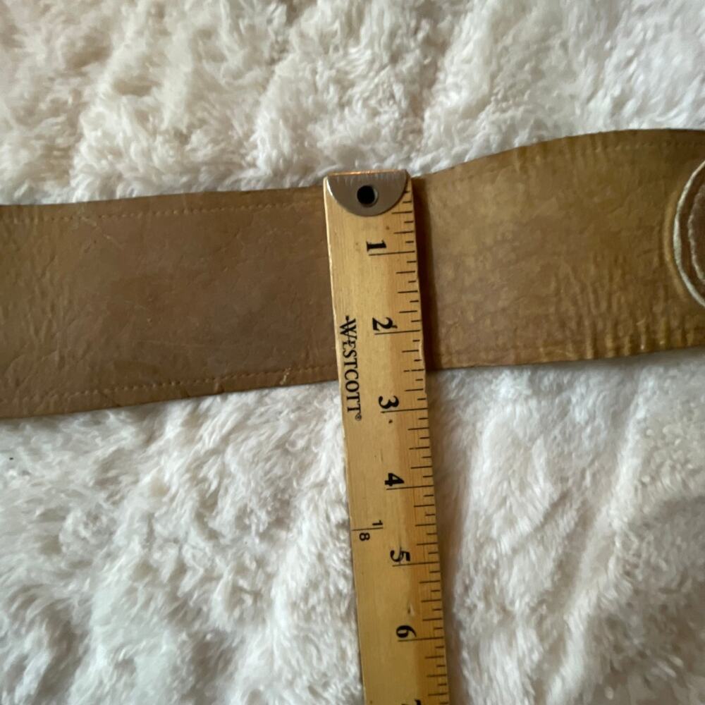 LEATHER BELT brown tan  vintage leather metal closure clasp buckle 36 in